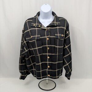 Oliver.O Windowpane Mock Neck Snap Jacket